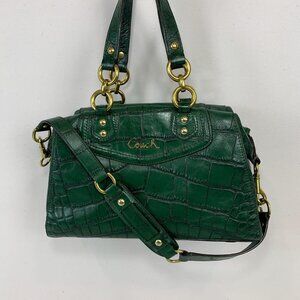 Coach Beautiful Green Purse with Gold Hardware - Luxury Handbag/Shoulder Bag